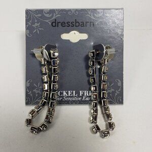 2/$30  Silver tone Crystal Design Drop Dangle Post Earrings - Women's Jewelry